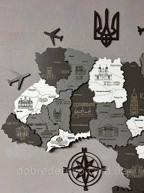 Багатошарова карта України 100х70 "Сіра" Вижниця - фото 5