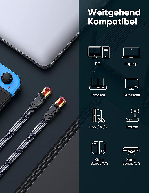 Мережевий кабель патч-корд RJ45 - RJ45 CAT 8 Snowkids 5м Луцьк - фото 3