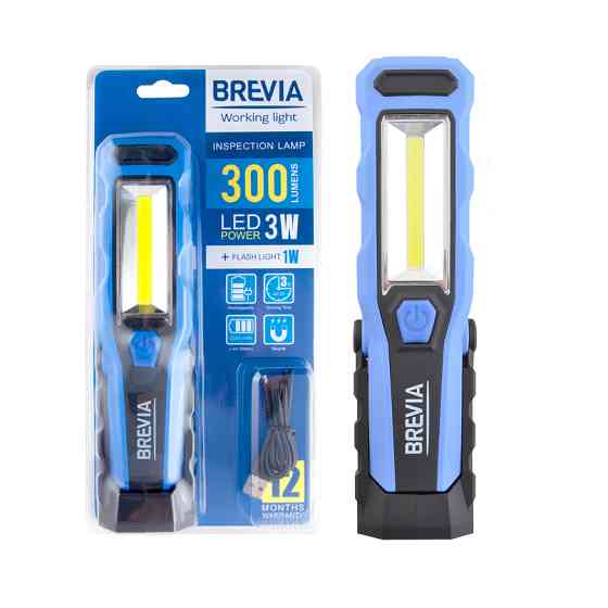 Фонарь инспекционный Brevia LED 8SMD+1W LED 300lm 2000mAh microUSB Львов
