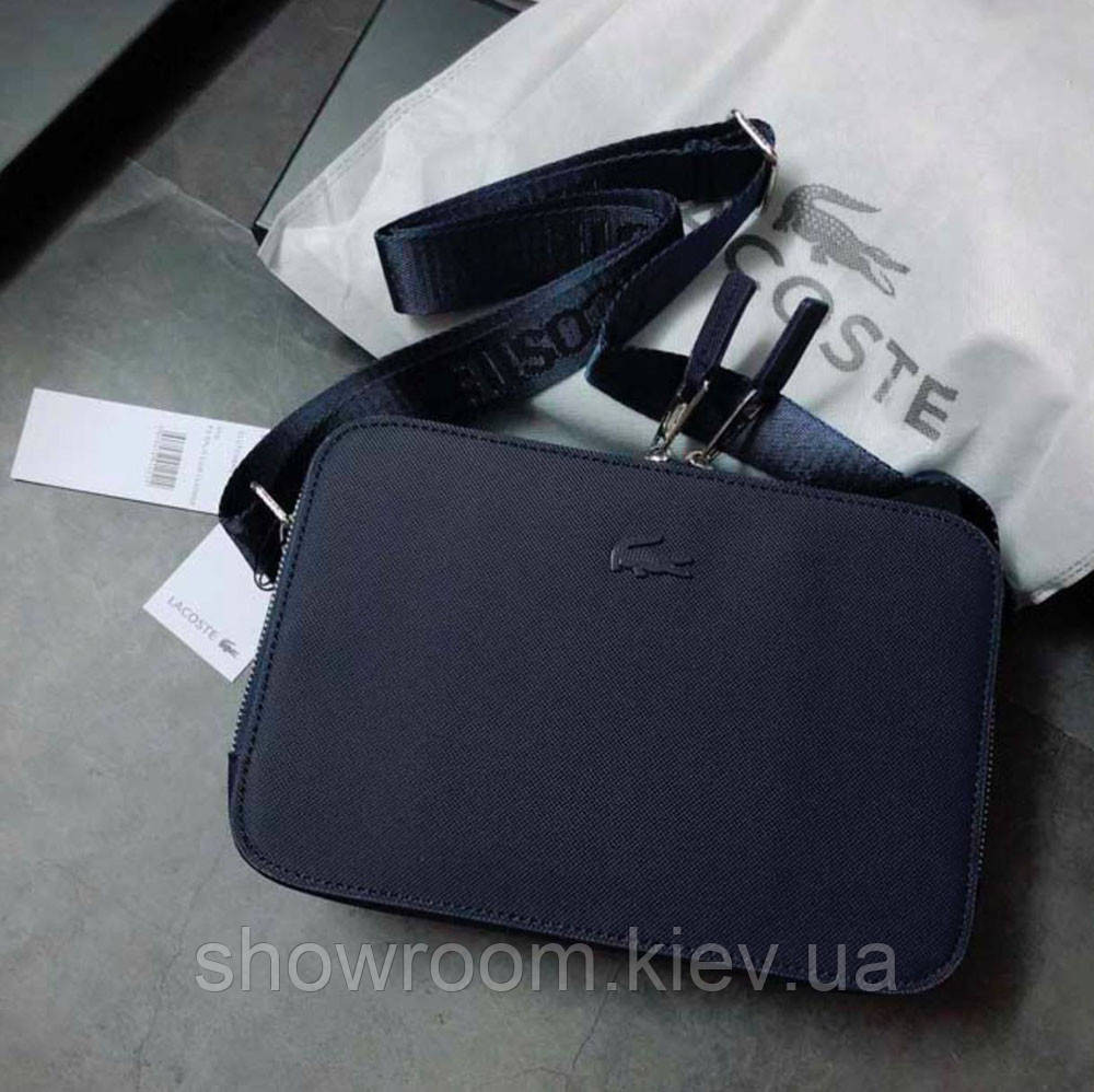 Мужская брендовая сумка через плечо Lacoste (2028) синяя Киев - изображение 1