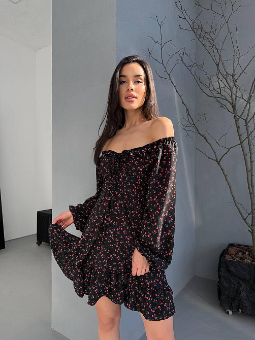 Жіноча святкова принтована сукня з софту Одеса - фото 1