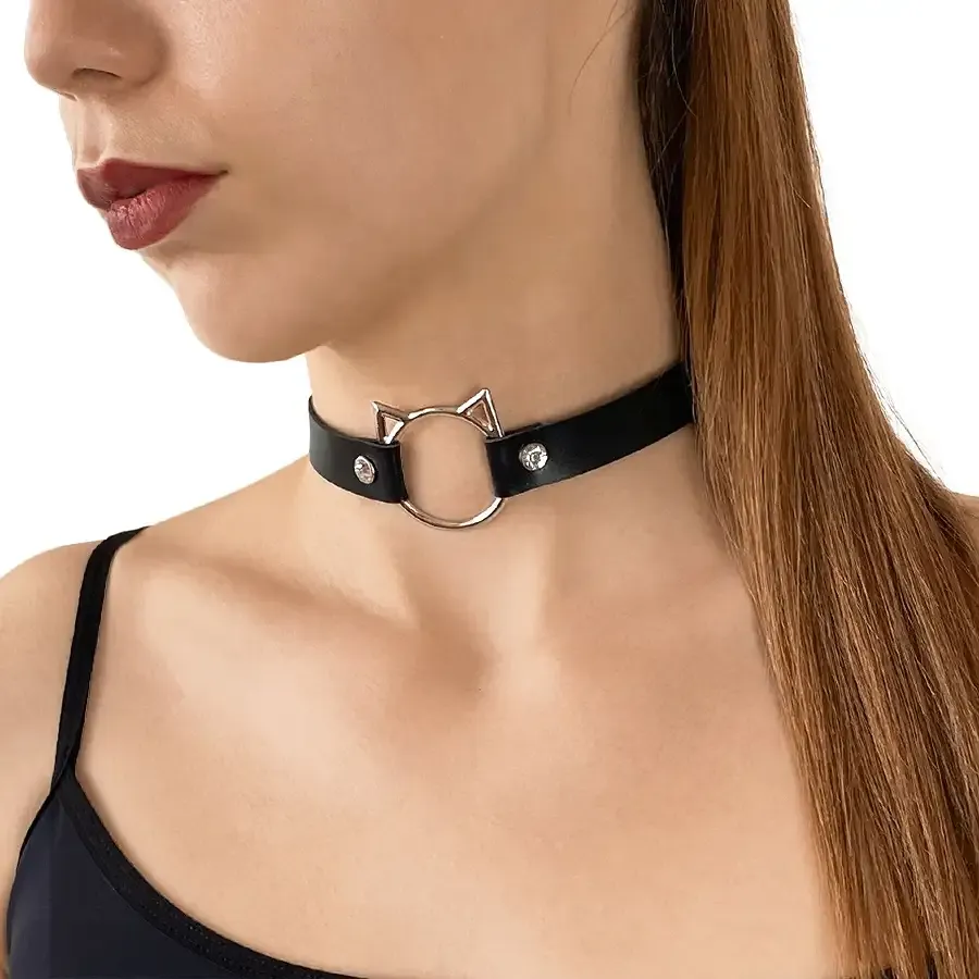 Чокер на шию Киця Art of Sex - Kiti з натуральної шкіри, колір Чорний Львів - фото 1