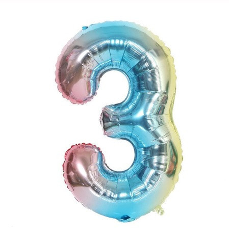 Шарик цифра 3 фольгированная 32 дюйма разноцветный Киев - изображение 1