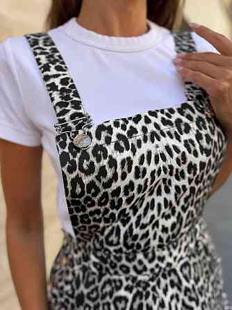 Женский трендовый леопардовый комбинезон турецкий джинс Одесса