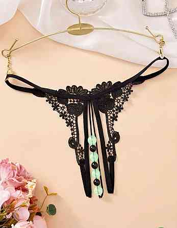 Стрінги з намистинками фосфорні жіночі one size чорний Київ