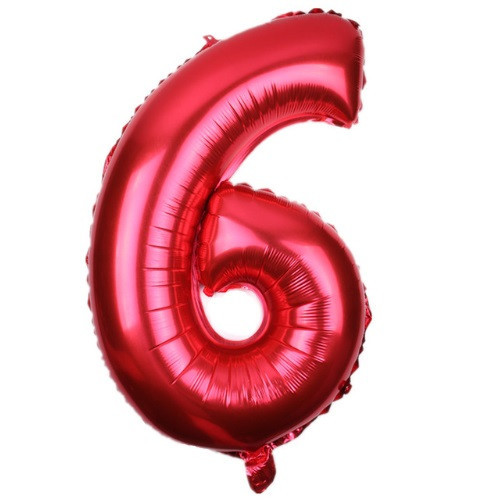 Шарик цифра 6 фольгированная 32 дюйма красный Киев - изображение 1