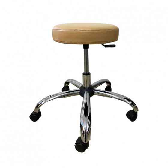 Стілець для майстра без спинки Твін на хромованій ніжці Бежевий Київ