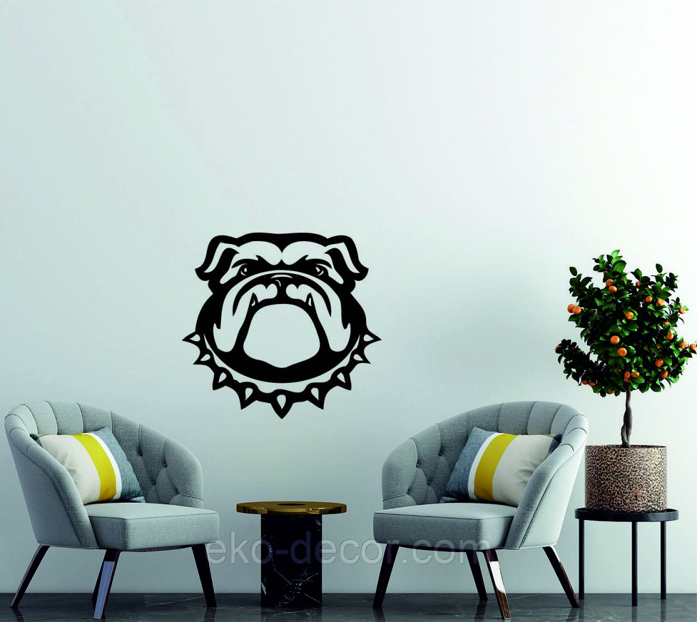 Декоративне настінне Панно «Бульдог», Декор на стіну 70*70 см, Чорний Київ - фото 3