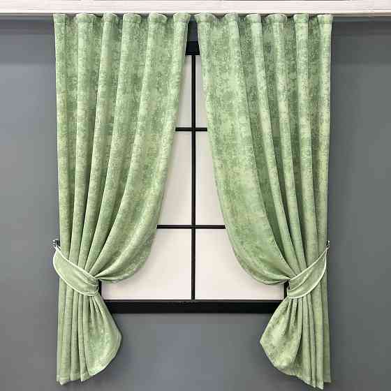 Комплект коротких штор VR-Textil Жакард Sultan XO № 1147ш Світло-оливковий 140х170 см 2 шт (35-0420) Київ