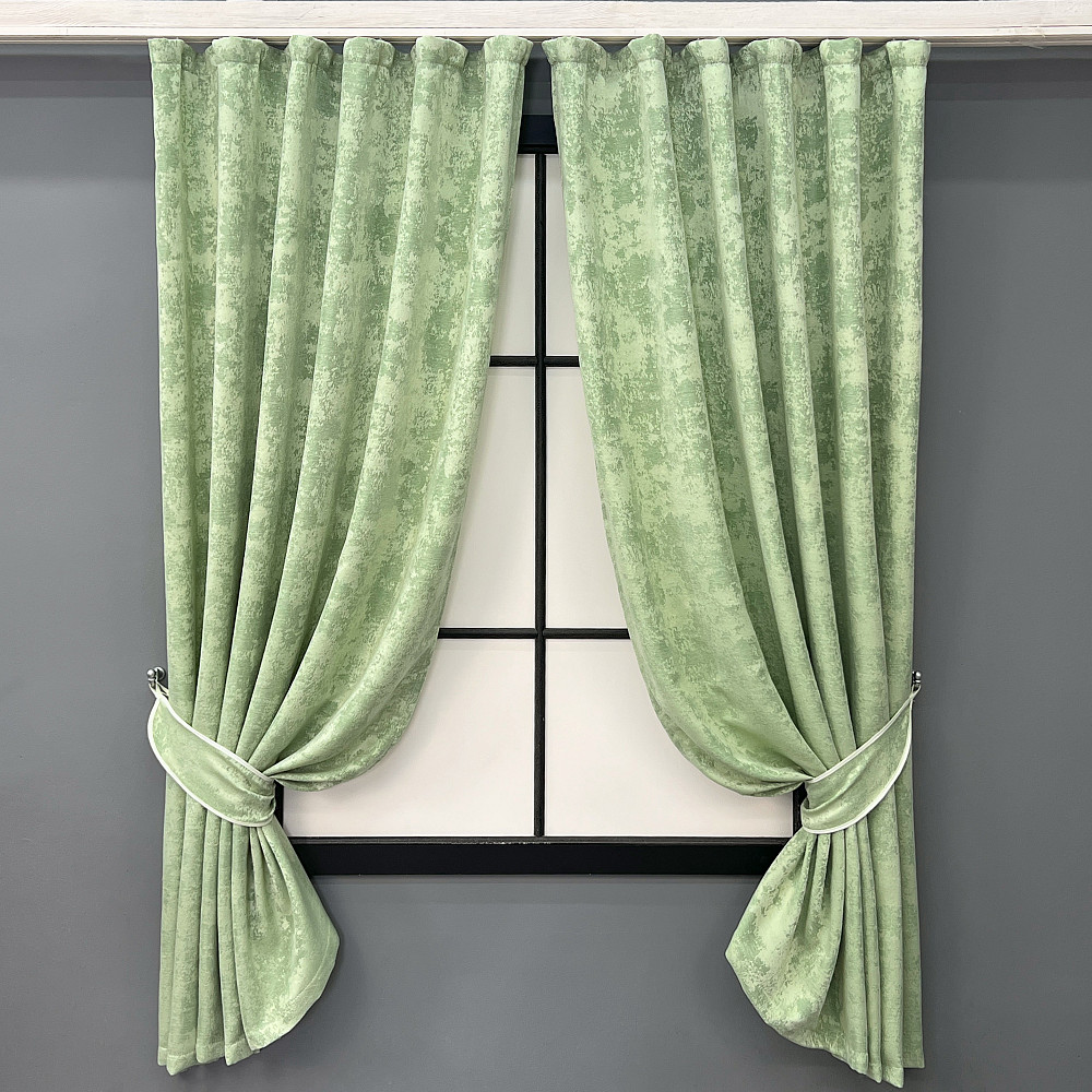 Комплект коротких штор VR-Textil Жакард Sultan XO № 1147ш Світло-оливковий 140х170 см 2 шт (35-0420) Київ - фото 1