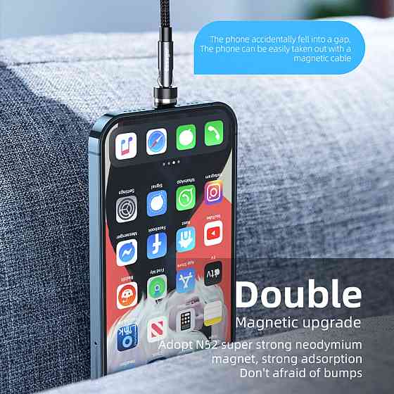 Кабель Essager Universal 540 Ratate 3A Magnetic USB Charging Cable Type-c 1m grey (EXCCXT-WX0G) Киев