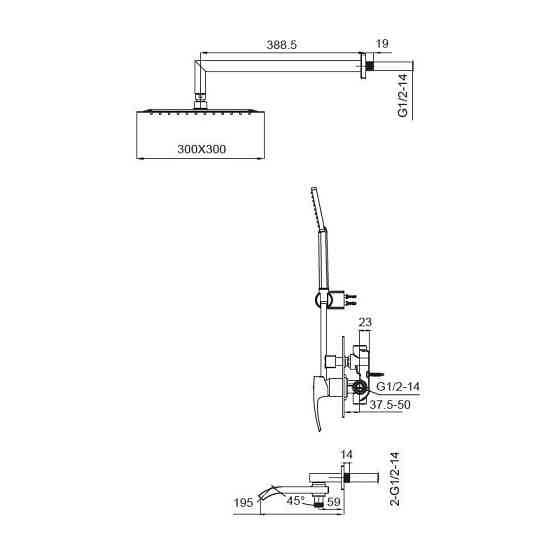 Вбудована душова система із змішувачем Koer KB-66007-01 (Колір хром) (KR3464) ( 27610 ) Харьков