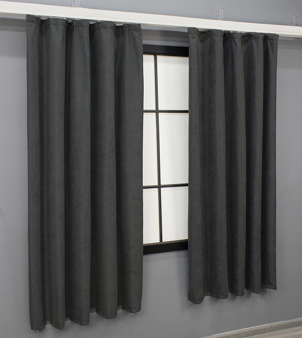 Комплект коротких штор VR-Textil Микровелюр Petek № 1495ш Темно-серый 140х170 см 2 шт (35-0209) Киев - изображение 3