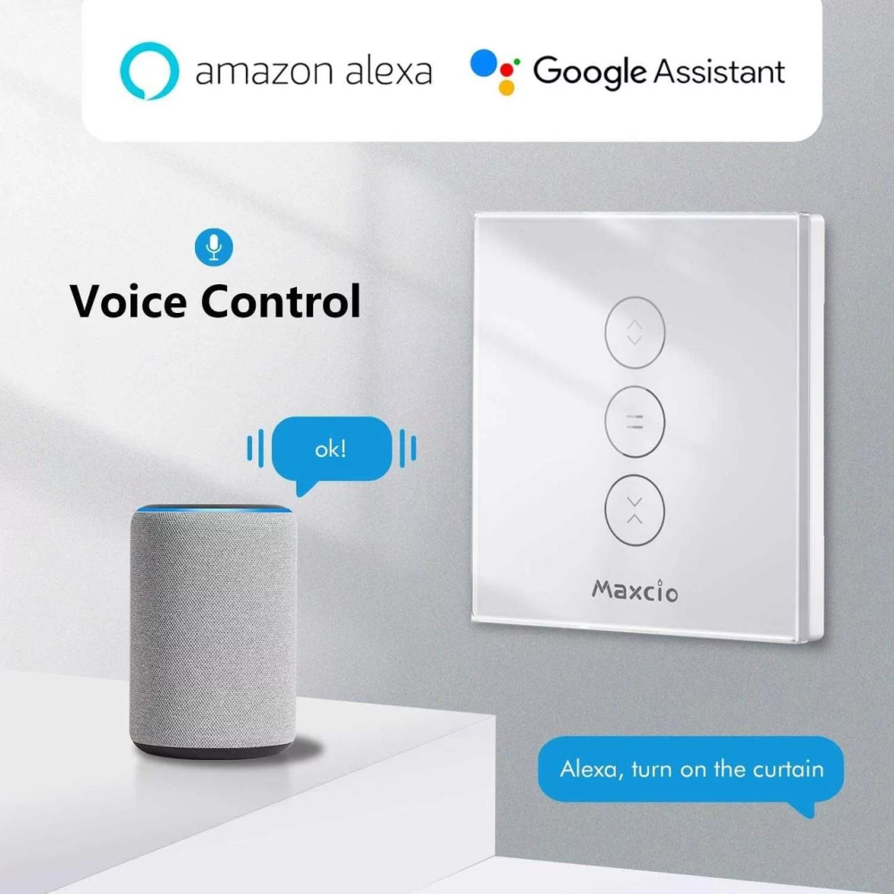 Розумний WiFi Перемикач Для Ролетних Штор Maxcio WF-CS01 Сенсорний Вимикач Жалюзі Alexa Google Home Білий Київ - фото 5