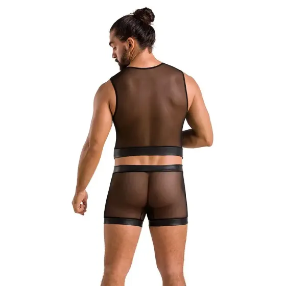 Комплект чоловічої білизни на шнурівці Passion 053 SET WILLIAM S/M Black, жилет, боксери Львів