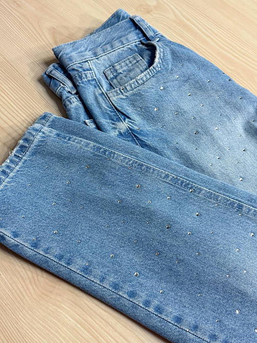 Джинси жіночі Its Basic 3077 MOM з розсипом камінців блакитні, блакитний, 40, 40, 76 см, 108 см Київ - фото 7