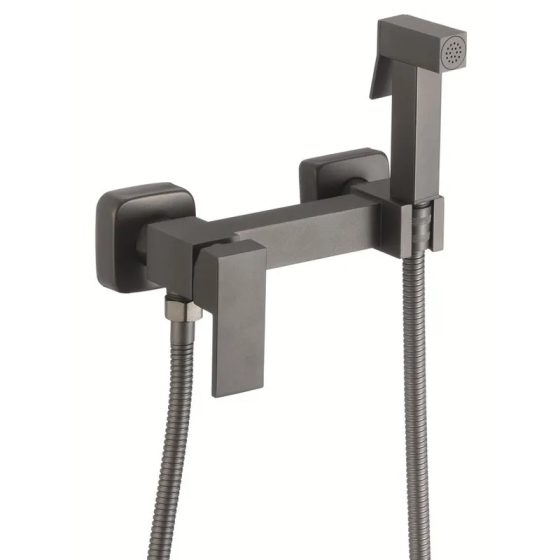 Змішувач для гігієнічного душу Zerix FTK-222 Graphite з лійкою (Колір графіт) (ZX5843) Київ