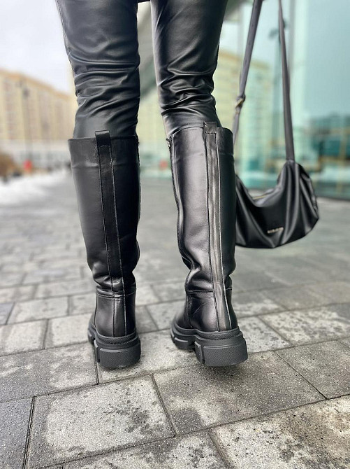 Шкіряні чоботи жіночі зимові на низькому ходу чорні 11/260 / Чоботи на зиму р. 37, 39 Коломия - фото 6