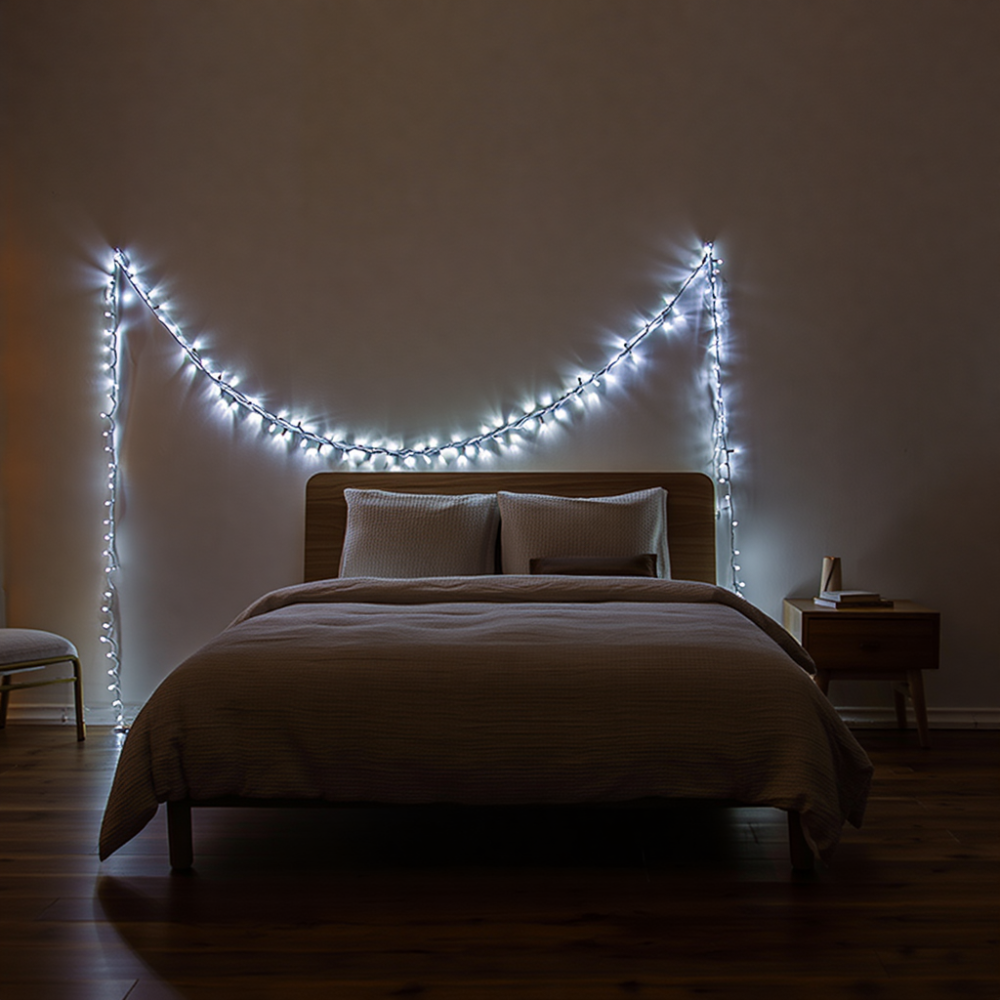 Гірлянда новорічна 16 м, 160 LED, біле світло, чорний провід Київ - фото 5