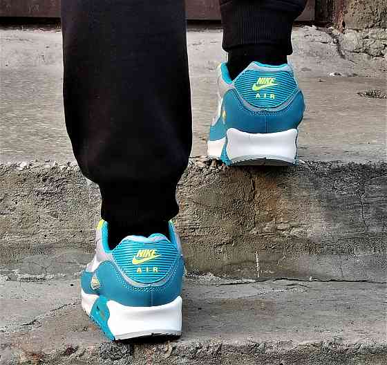 Чоловічі Сірі Кросівки Nike Air Max 90 Сині Найк (розміри: 42,43,44,45,46) Відеовідвідвід Дніпро