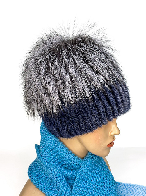Норкова шапка жіноча Стелла Синій Харків - фото 3