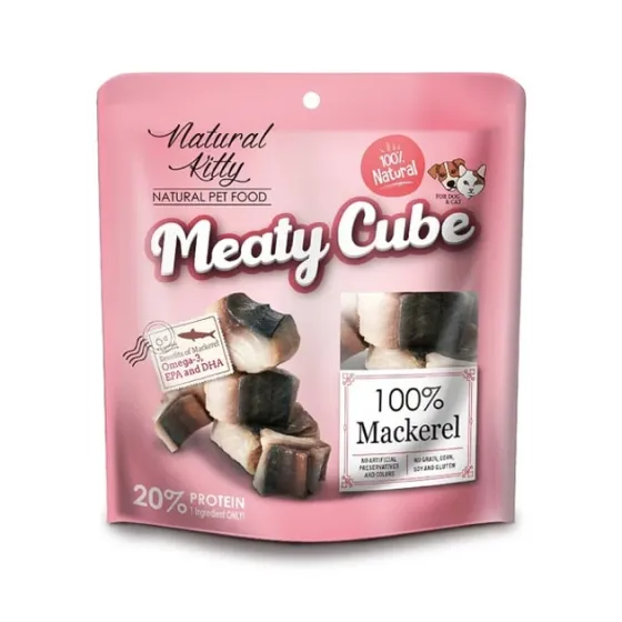Ласощі для котів та собак Natural Kitty Meaty Cube у вигляді кубиків скумбрії 60 г Вінниця