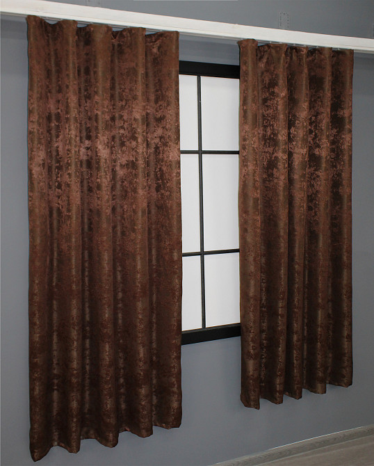 Комплект коротких штор VR-Textil Жаккард Sultan YL № 1204ш Коричнево-бордовый 130х170 см 2 шт (35-0077) Киев - изображение 4