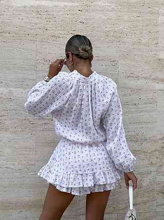 Женское легкое платье-комбинезон с принтом натуральный муслин 46/48, Белый 2 Одесса