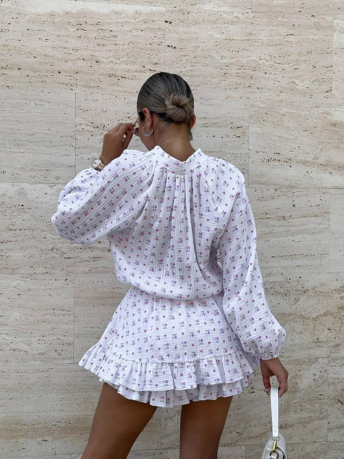 Женское легкое платье-комбинезон с принтом натуральный муслин 46/48, Белый 2 Одесса - изображение 3