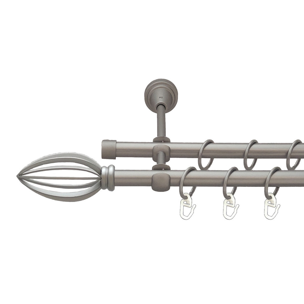 Карниз Orvit Пантеон металевий дворядний відкритий Сатин 16\16 мм 240 см (6098976) Львов - изображение 1