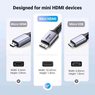 Кабель мультимедийный HDMI M to HDMI mini M 1.0m 8K HD163 black Ugreen (15514) Винница