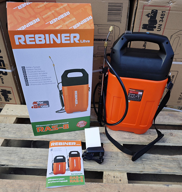 Опрыскиватель аккумуляторный 8 л Rebiner RAS-8 (Li-Ion) – Мощный садовый инструмент с гарантией 36 месяцев Львов - изображение 1
