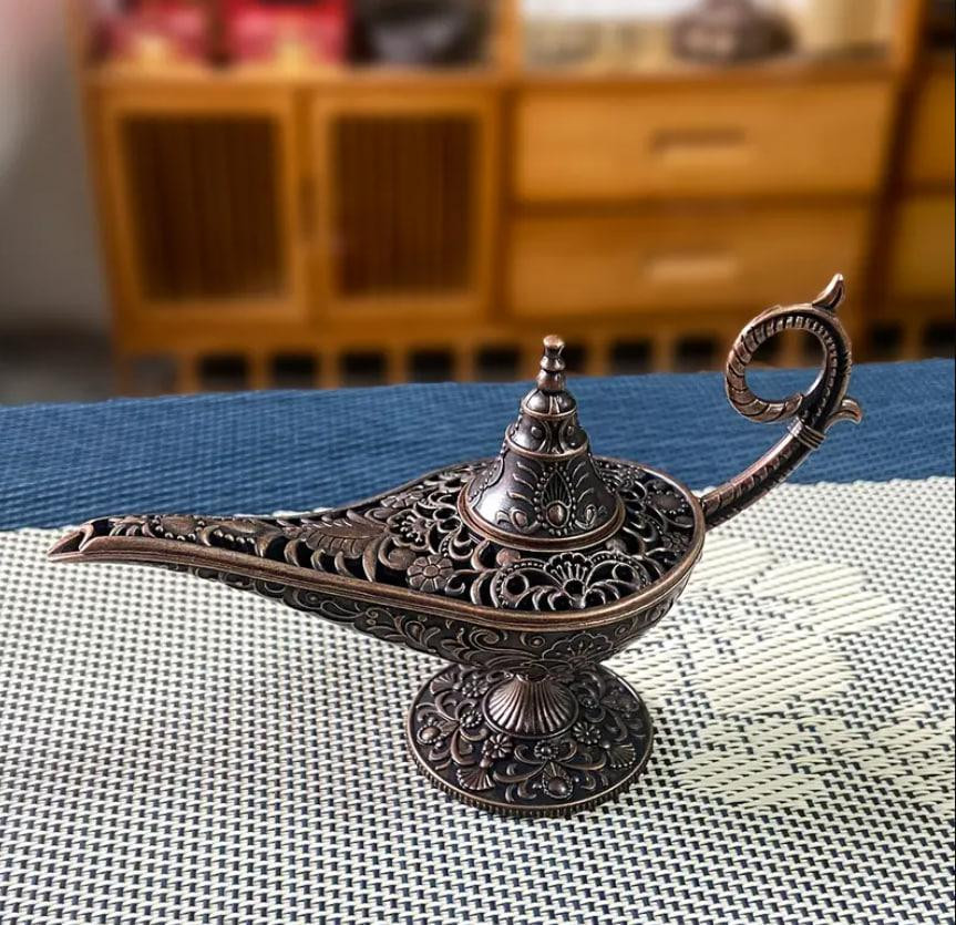 Вінтажний  металевий тримач для пахощів "Лампа Аладдіна". Міні-курильниця 11.5 см. Колір бронза Київ - фото 1