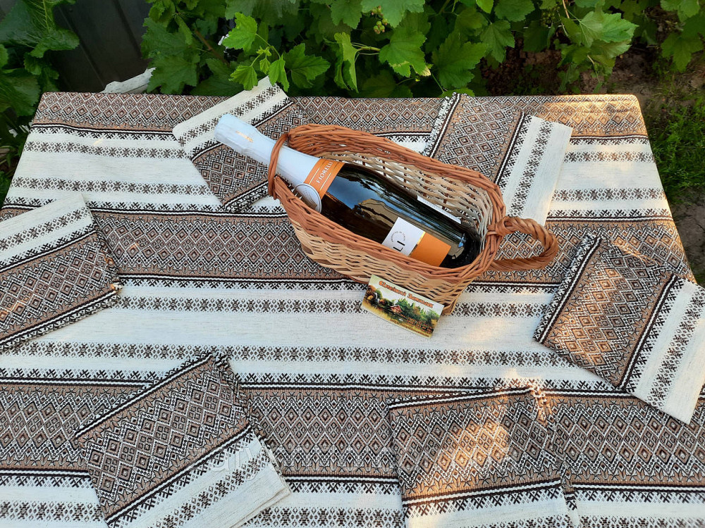 Комплект вышитый скатерть с салфетками кофейный Киев - изображение 6