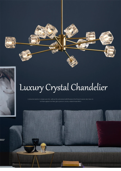 Світлодіодна люстра Кубик 8614 (Золота) на 12 плафонів Київ - фото 8