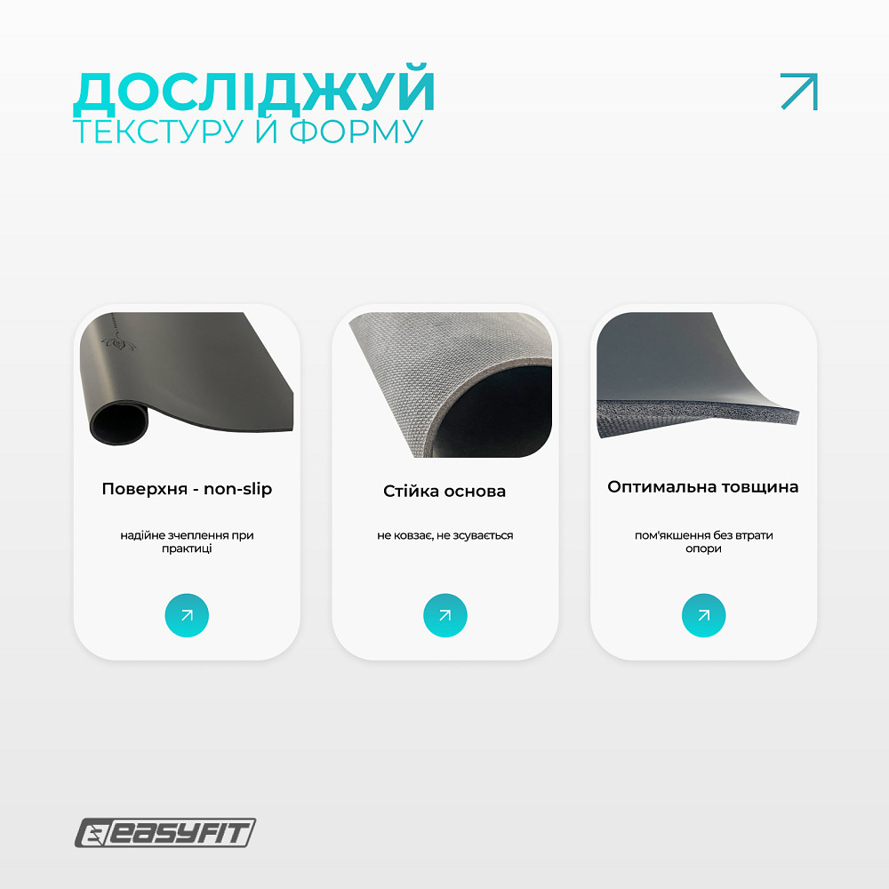 Міні-мат для йоги EasyFit Yoga Pad каучук 3,5 мм Чорний Коломия - фото 3