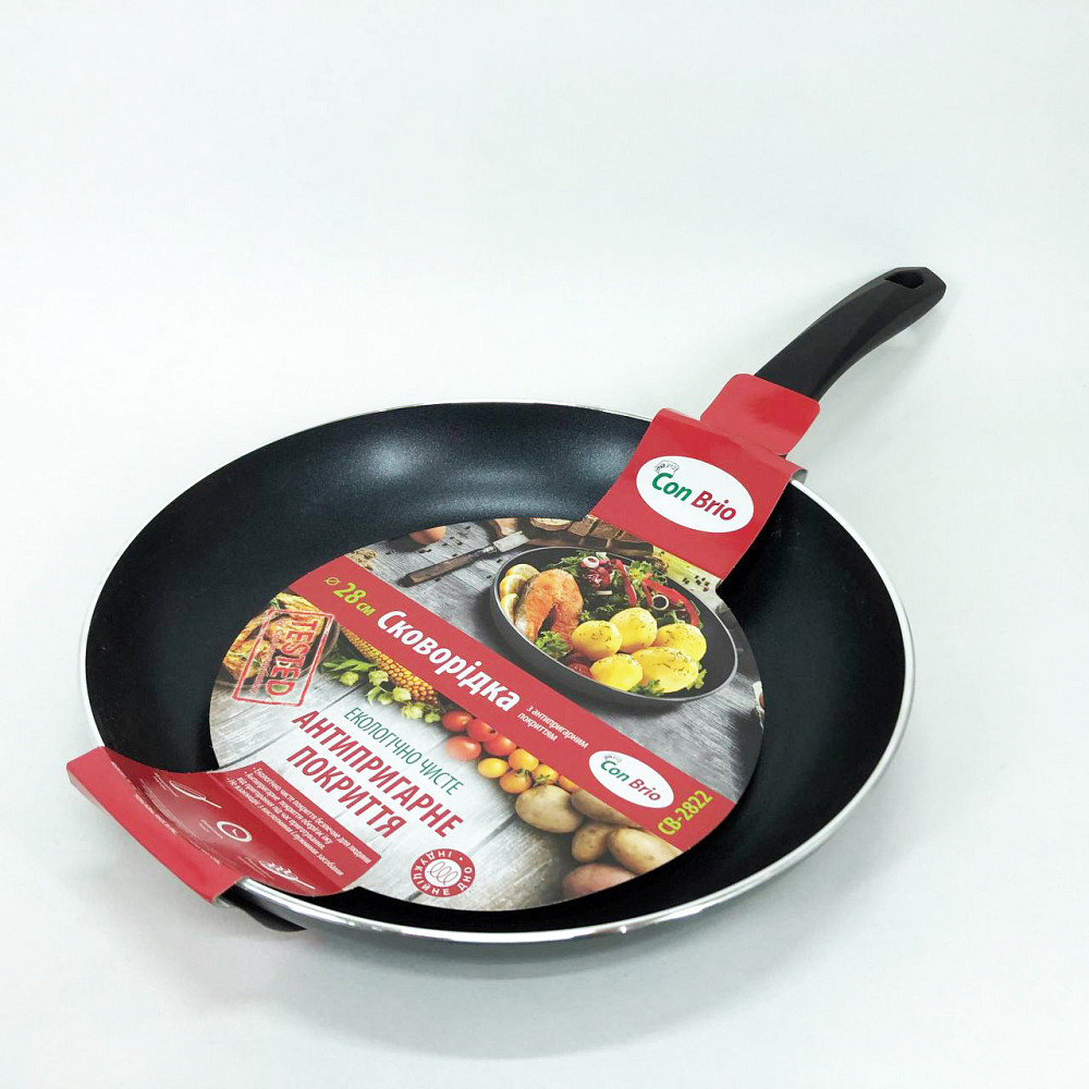 Сковорода для приготовления пищи без масла Con Brio СВ-2822 28 см, Сковорода для готовки на пару JE-86 Львов - изображение 3