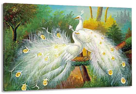 Картина полотно у вітальню / спальню  Закохані Павичі      MLP_255 ( 60х30см ) 80x120 см Київ