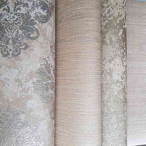 Шпалери флізелінові еко Galerie Metallic FX 0,53Х10 англійські вензель золотом структурних на коричневому тлі Київ