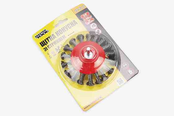 Щітка конусна зі стрижнем 1/4" D-100мм з плетеного дроту 19-9310 Київ