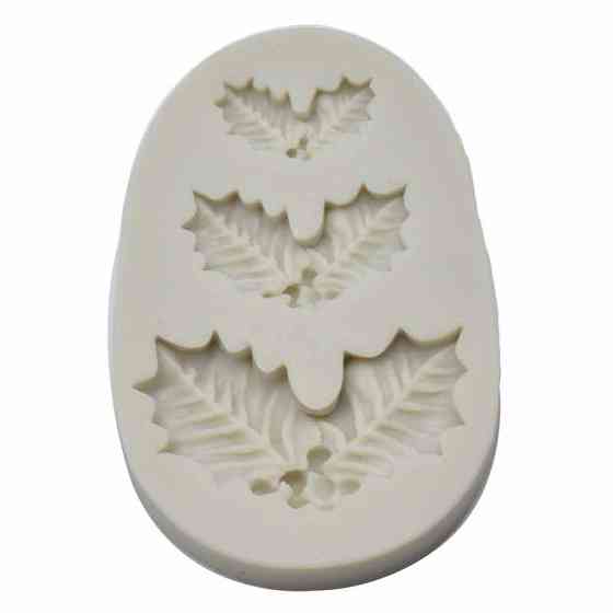 Молд кондитерский Рождественский листок силиконовый 82 на 53 мм серый Киев