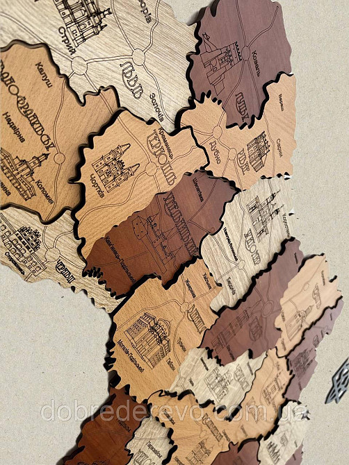 Дерев'яна карта України "калина" 100х70 Вижниця - фото 6