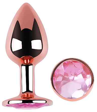 Анальная пробка с кристаллом EGZO - Rose Gold Round Plug Pink size M Sex Aura Киев