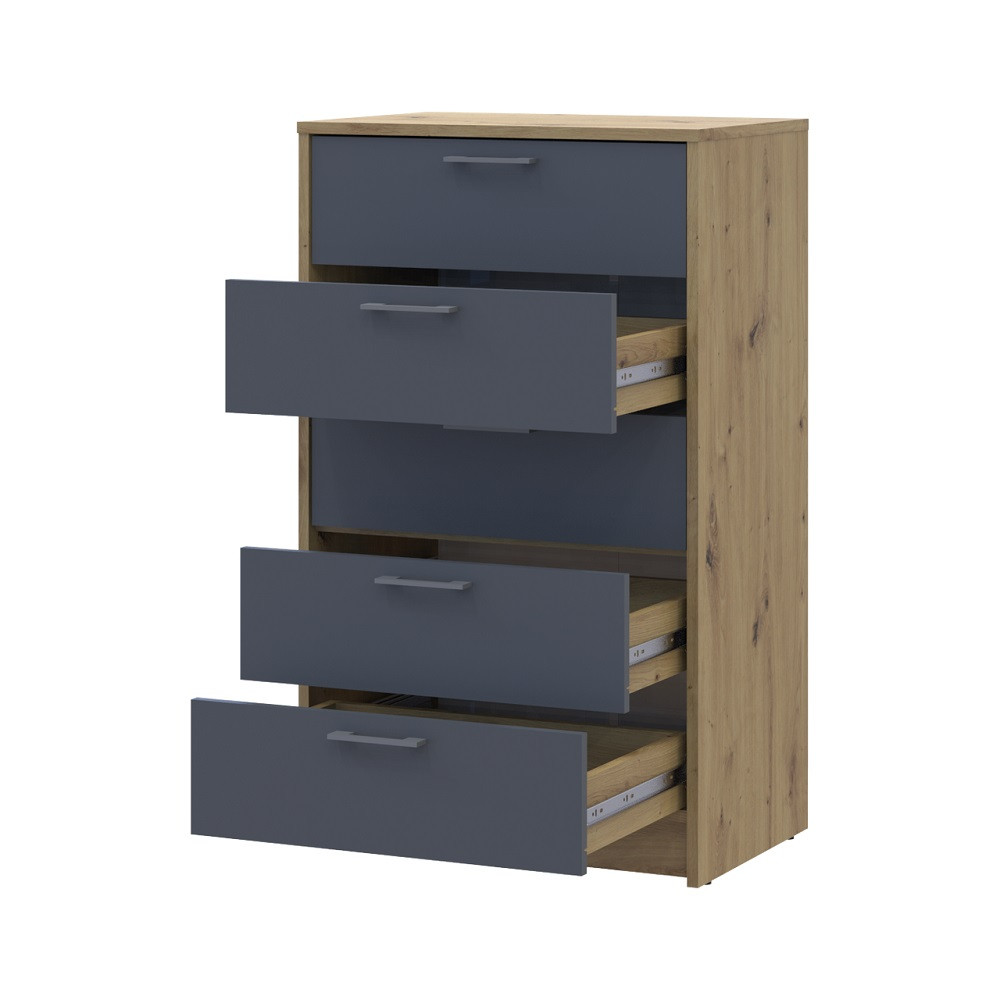 Комод Doros Ронді Дуб Артизан/Графіт 5 ящиків 60х40х100 DRS-011783 (41516188) Дніпро - фото 3