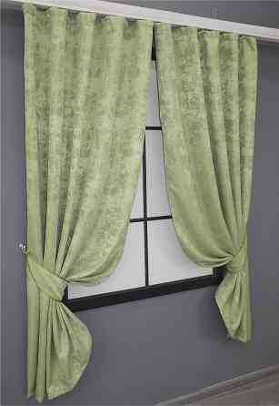 Комплект коротких штор VR-Textil Жакард Sultan YL № 1367ш Світло-оливковий 130х170 см 2 шт (35-0082) Київ