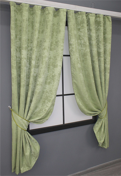 Комплект коротких штор VR-Textil Жаккард Sultan YL № 1367ш Светло-оливковый 130х170 см 2 шт (35-0082) Киев - изображение 2