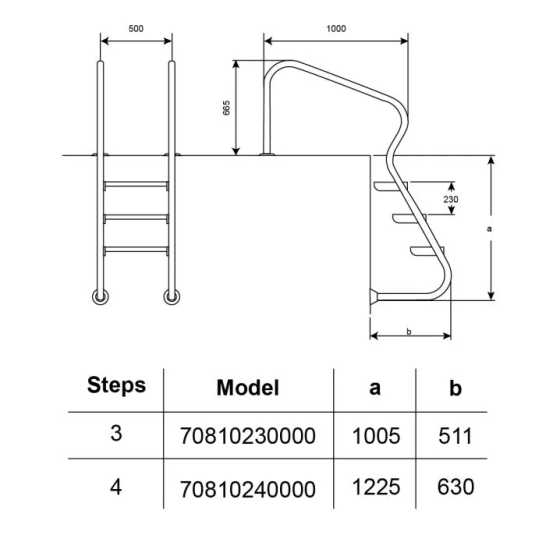 Лестница для бассейна Hayward EAF3 Easy access (3 ступени). для широкого борта. AISI-316 Киев