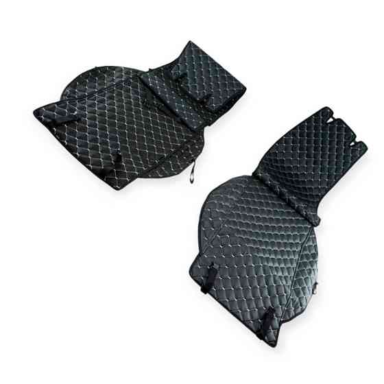 Накидки сиденье черная (2шт) кожзам ромб, белая нить на Мукачево