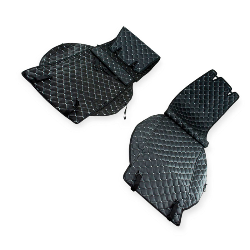 Накидки сидіння чорна (2шт) шкірзам ромб, біла нитка Мукачево - фото 1