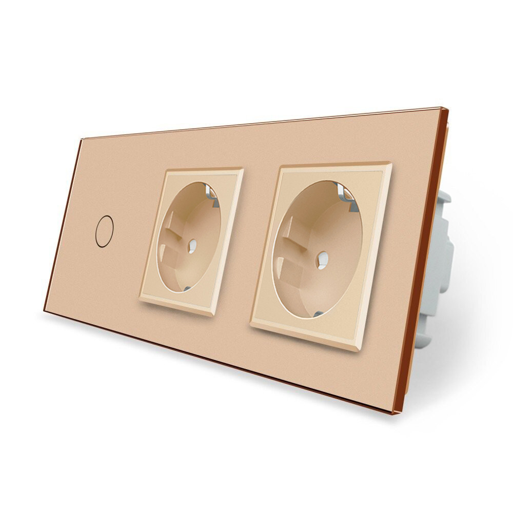 LIVOLO Сенсорний вимикач 1 сенсор 2 розетки Livolo золото скло (VL-C701/C7C2EU-13) Коломия - фото 3